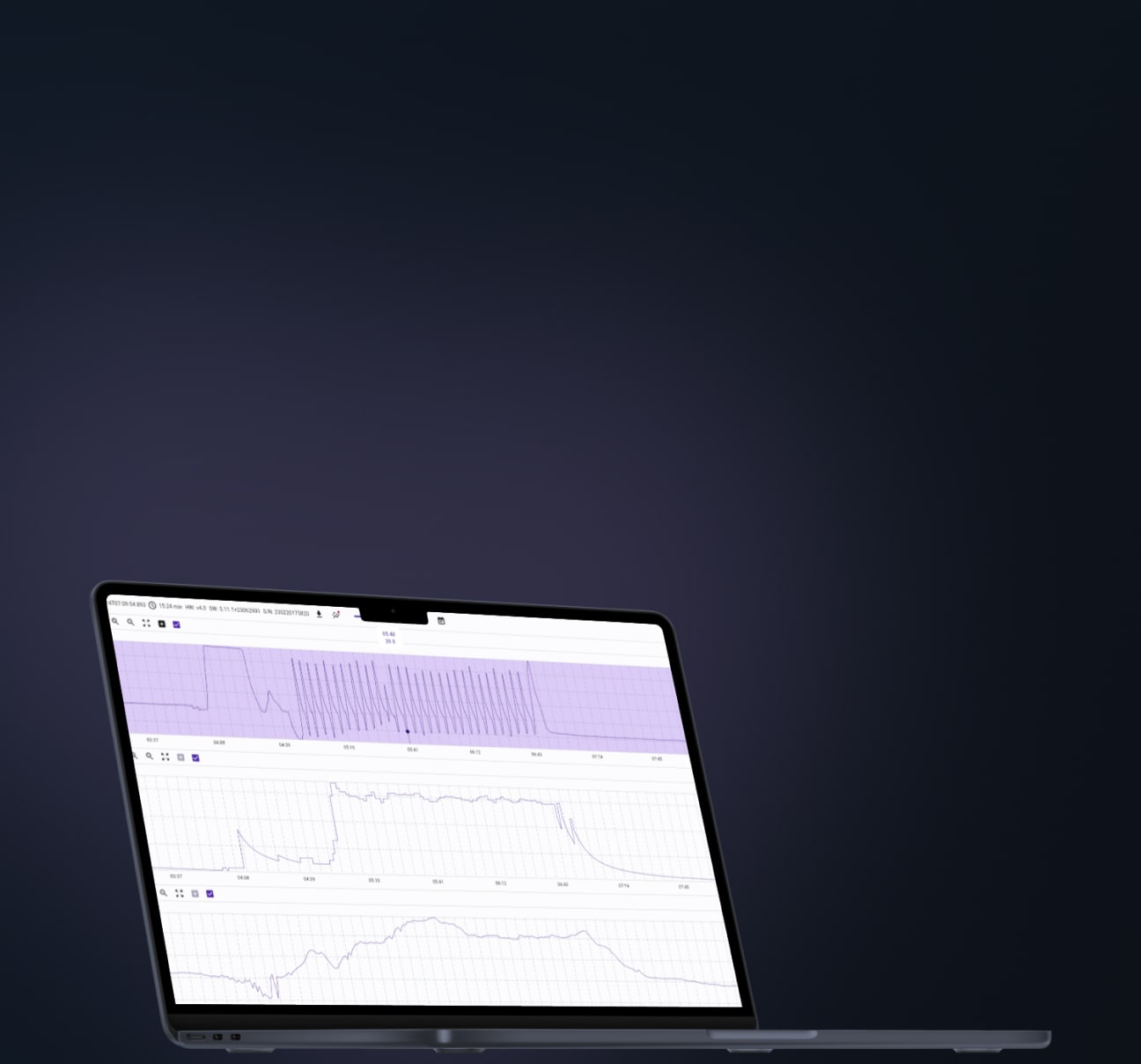 a laptop showcasing the data driven insights from the Oxa Lab tool crafted for breathwork