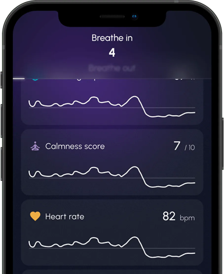 A sneak peek into how the Oxa breathing exercise device app looks on mobile